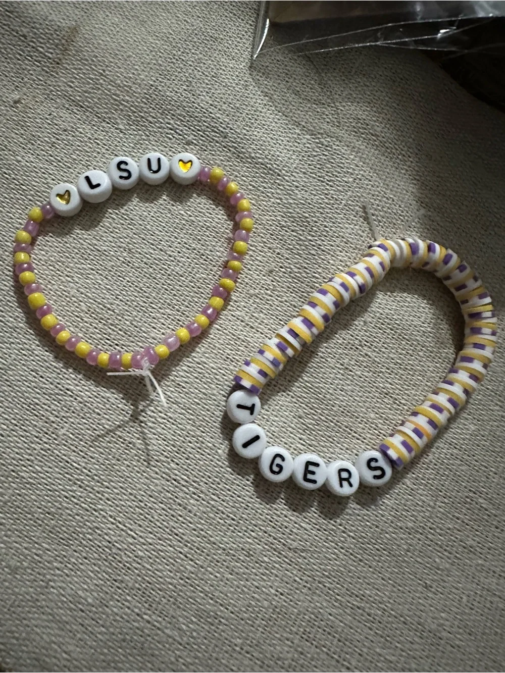 Purple & Yellow Beaded Bracelet - Custom Letter Beads